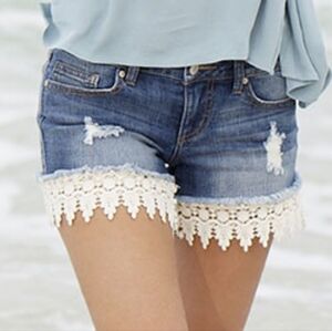 Altar'd State Jean Crochet Shorts